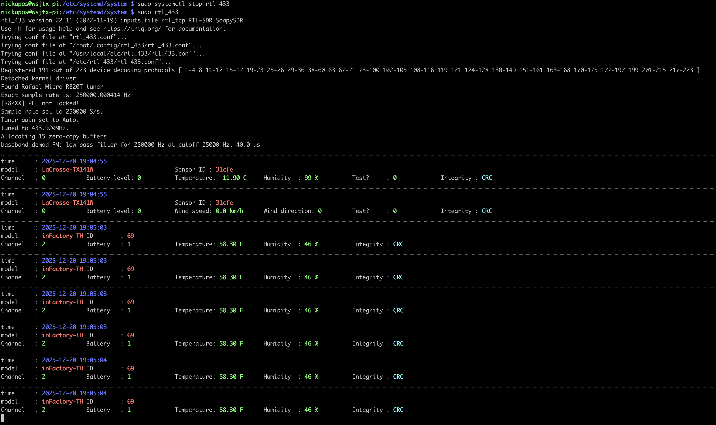 rtl_433 manual execution