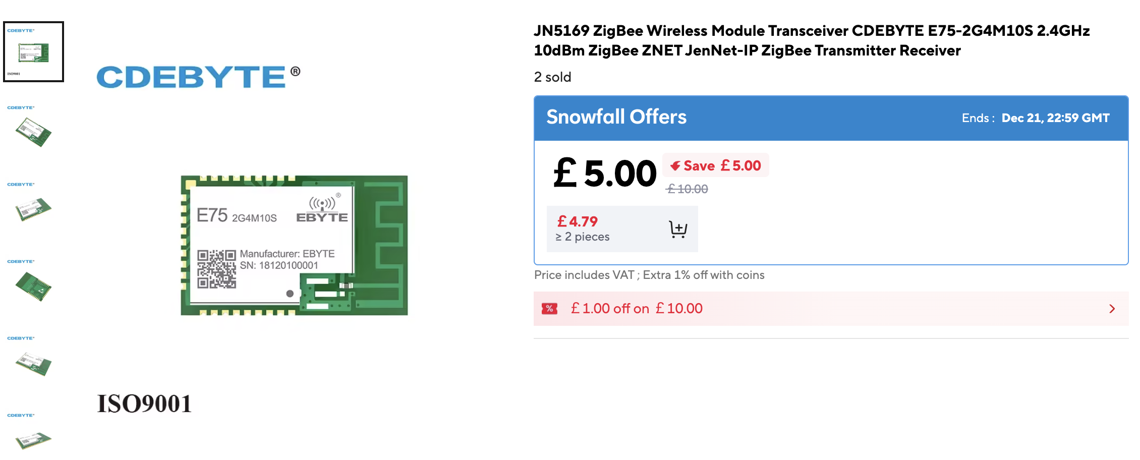 Zigbee transceiver module