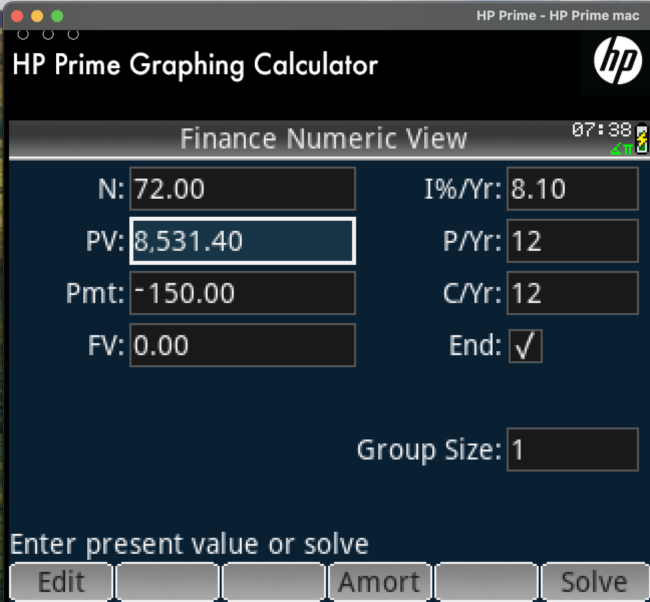 HP Prime finance find amount we can borrow with fixed payments per month 2
