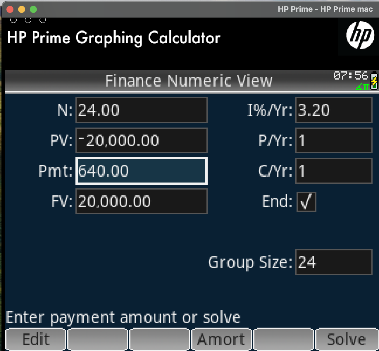 HP Prime finance deposit