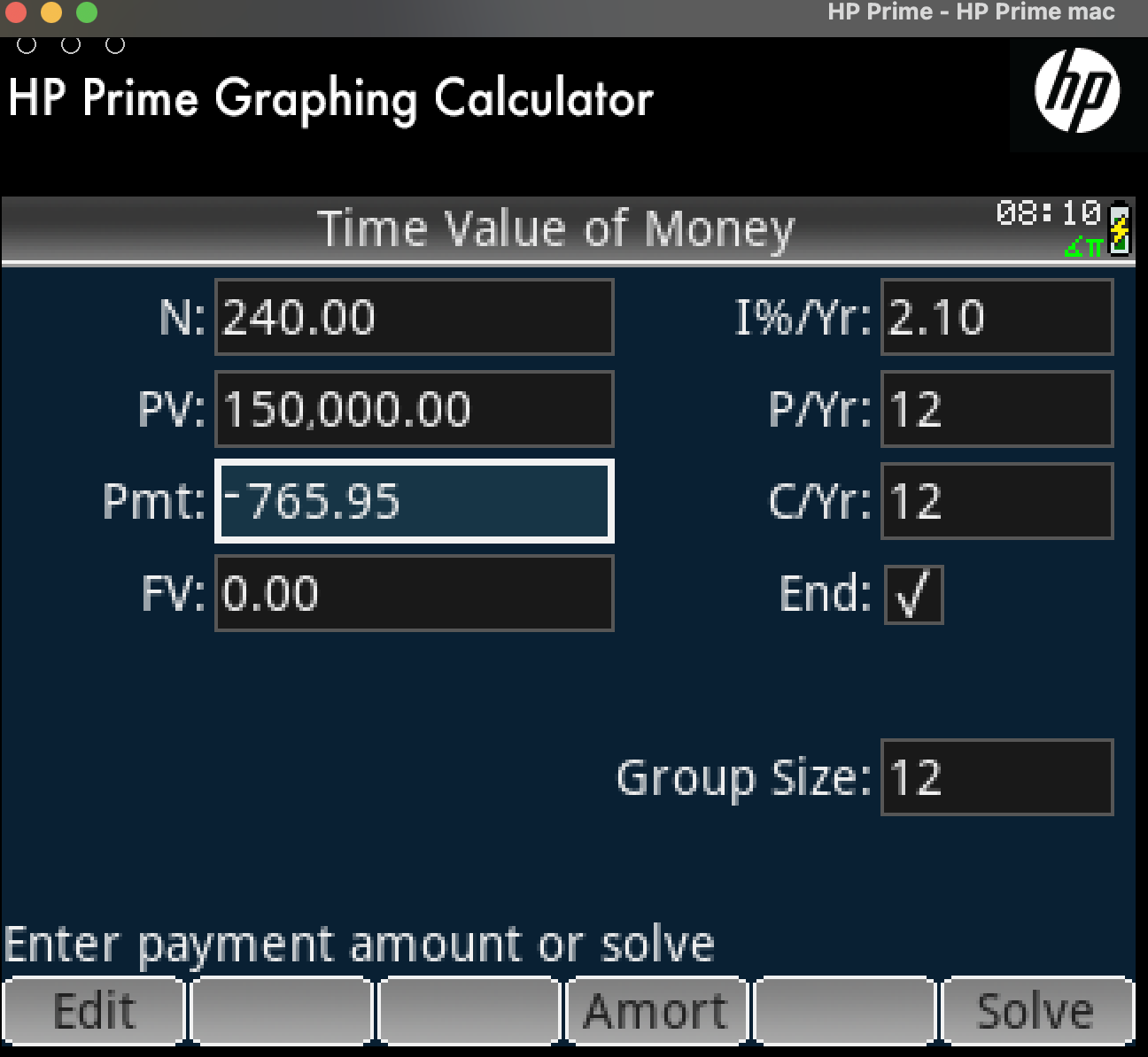 HP Prime finance mortgage partial payment original